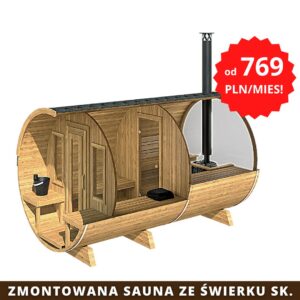 Sauna Premium DeLux PANORAMA o śr. 235 cm, dł. 400 cm ze świerku skandynawskiego