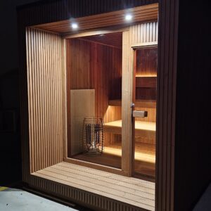 Sauna z termodrewna z kolekcji Zoria Elite 240 x 300 cm